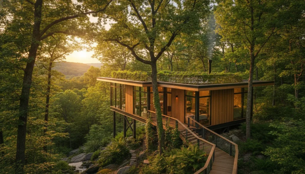 Modern treetop vacation home in a wooded ridgeland community in Tennessee